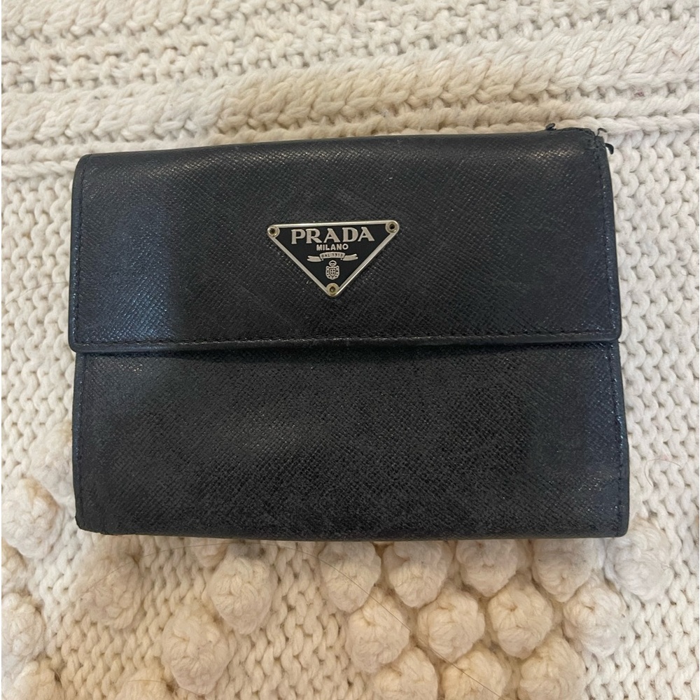 Black authentic LEATHER Prada wallet